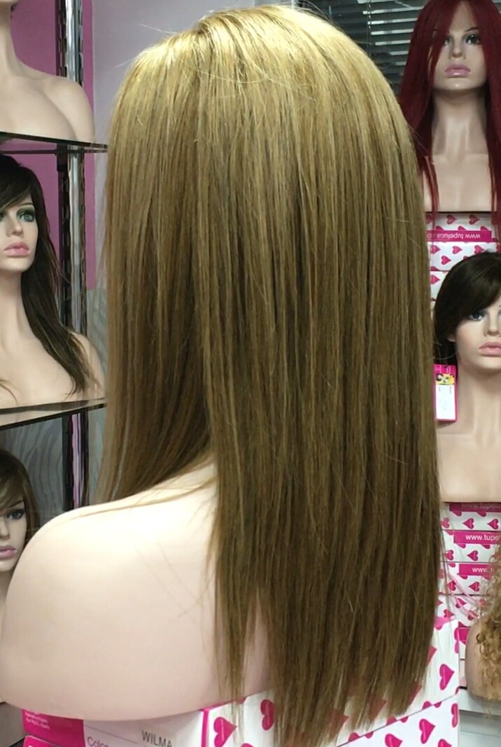 Peluca cabello natural ALEXIS color 8.14 TOP de TUL ENTERO EXTRA LARGO 35-40 cm