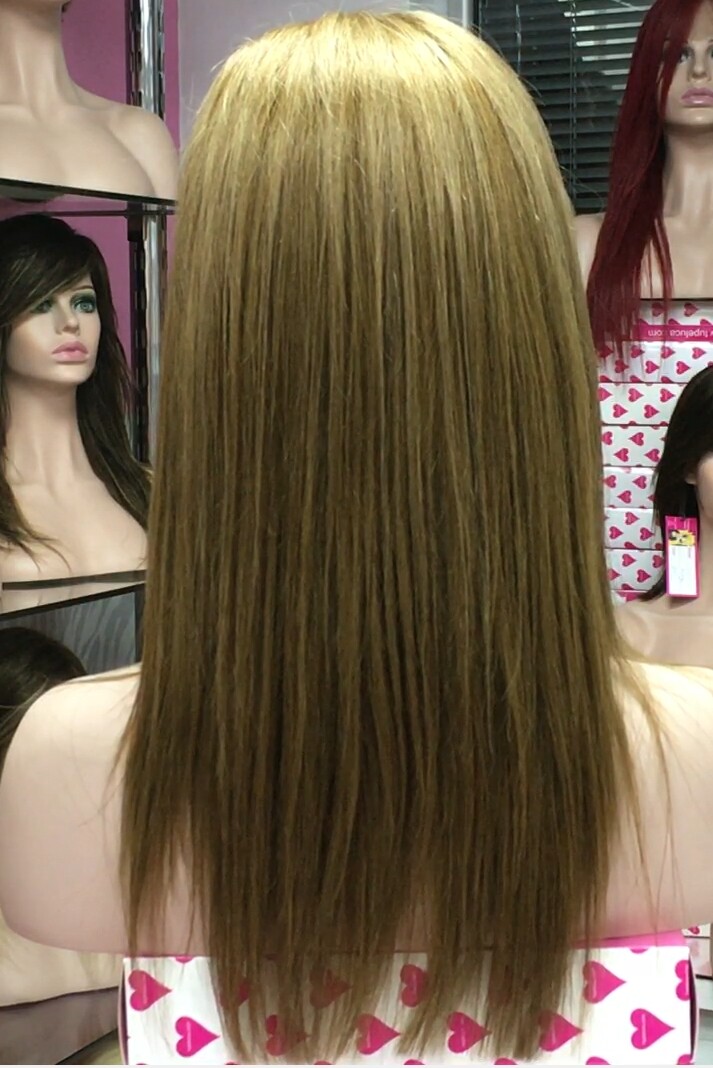 Peluca cabello natural ALEXIS color 8.14 TOP de TUL ENTERO EXTRA LARGO 35-40 cm