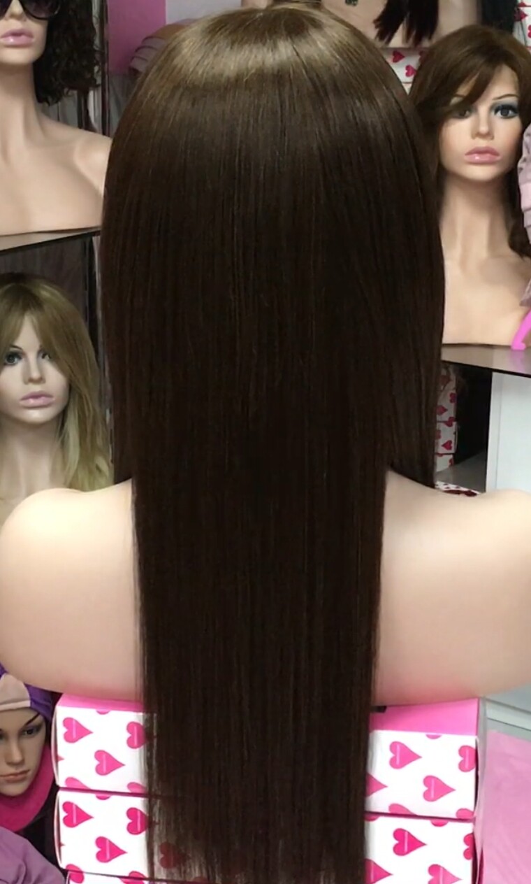 Peluca natural INMACULADA FLECO LARGO color 4 INYECCION tul transparente efecto piel