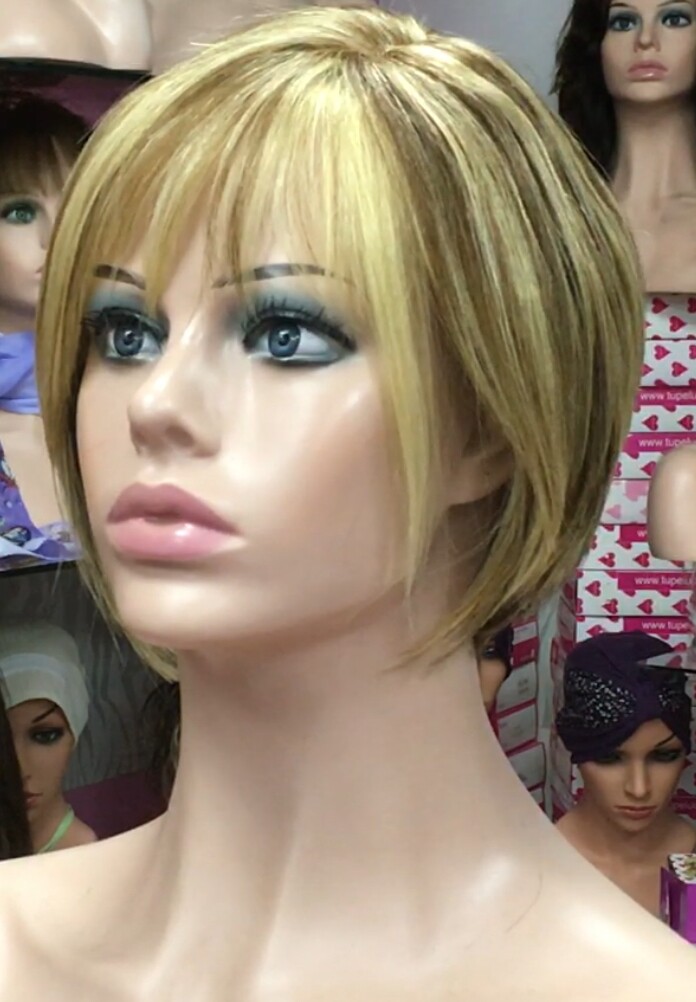 Peluca de pelo natural MARISOL color 6h18/613b raya tul