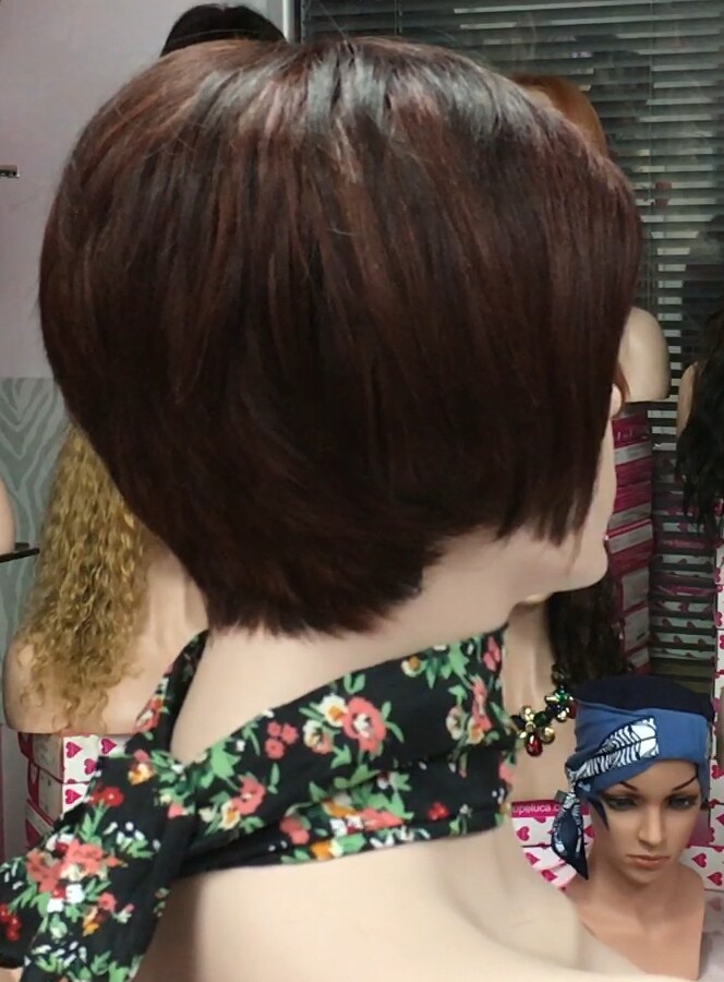 Peluca cabello natural BECK color caoba oscuro tinte conffecc maquina