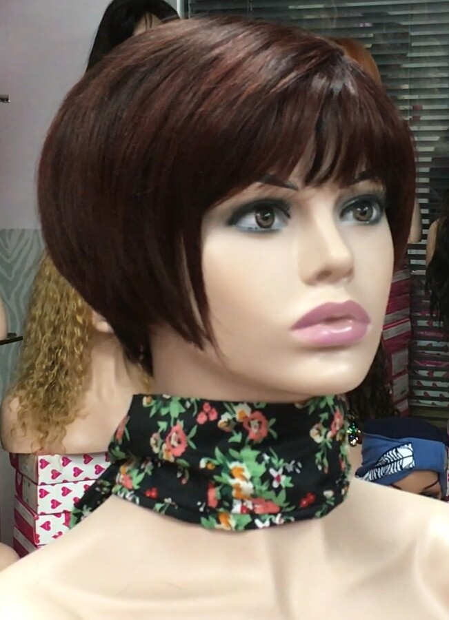 Peluca cabello natural BECK color caoba oscuro tinte conffecc maquina
