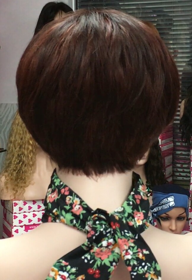 Peluca cabello natural BECK color caoba oscuro tinte conffecc maquina