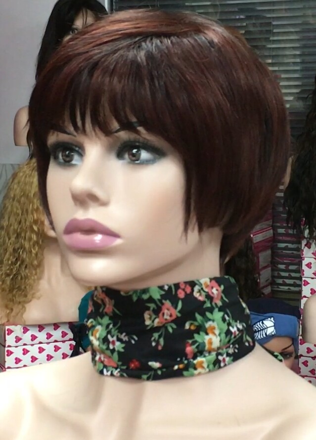 Peluca cabello natural BECK color caoba oscuro tinte conffecc maquina