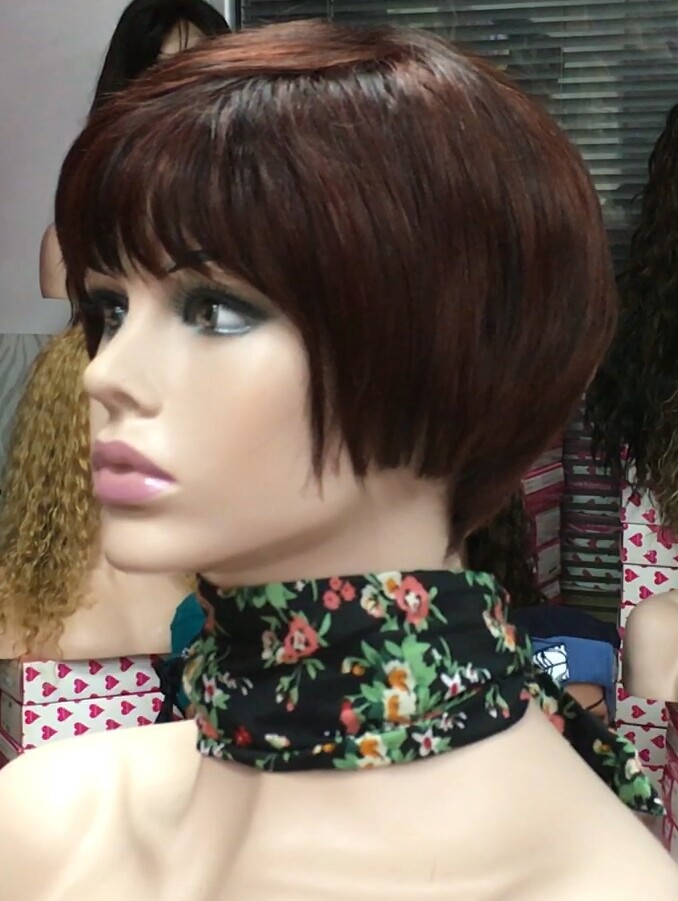 Peluca cabello natural BECK color caoba oscuro tinte conffecc maquina