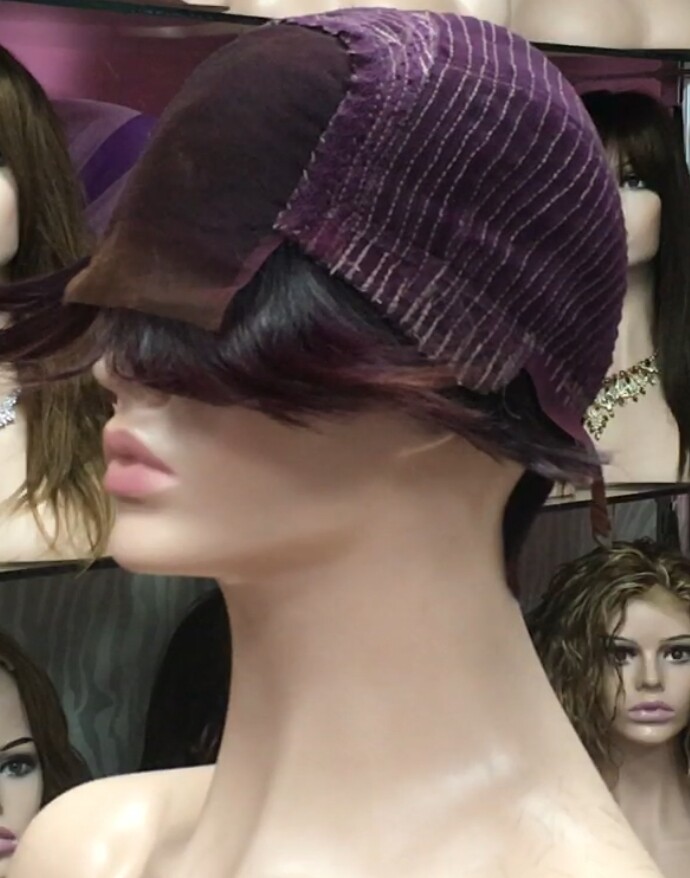 Peluca natural YANIS color caoba OSCURO tinte TOP TUL