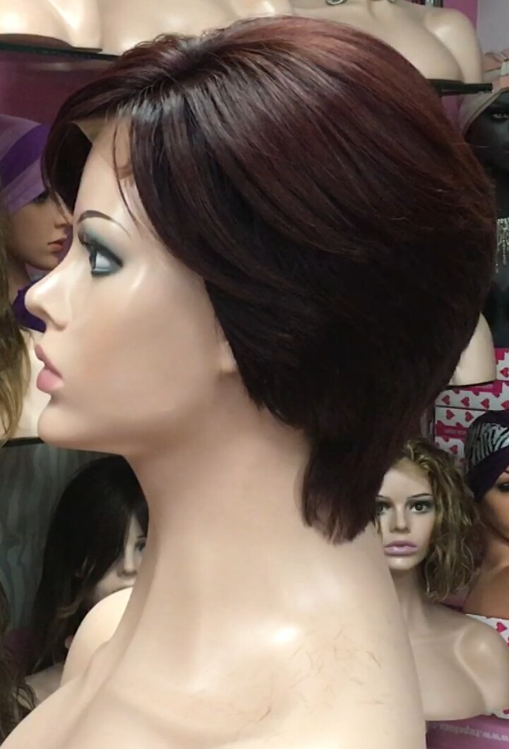 Peluca natural YANIS color caoba OSCURO tinte TOP TUL