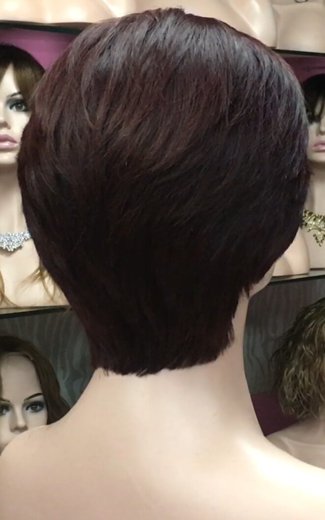 Peluca natural YANIS color caoba OSCURO tinte TOP TUL