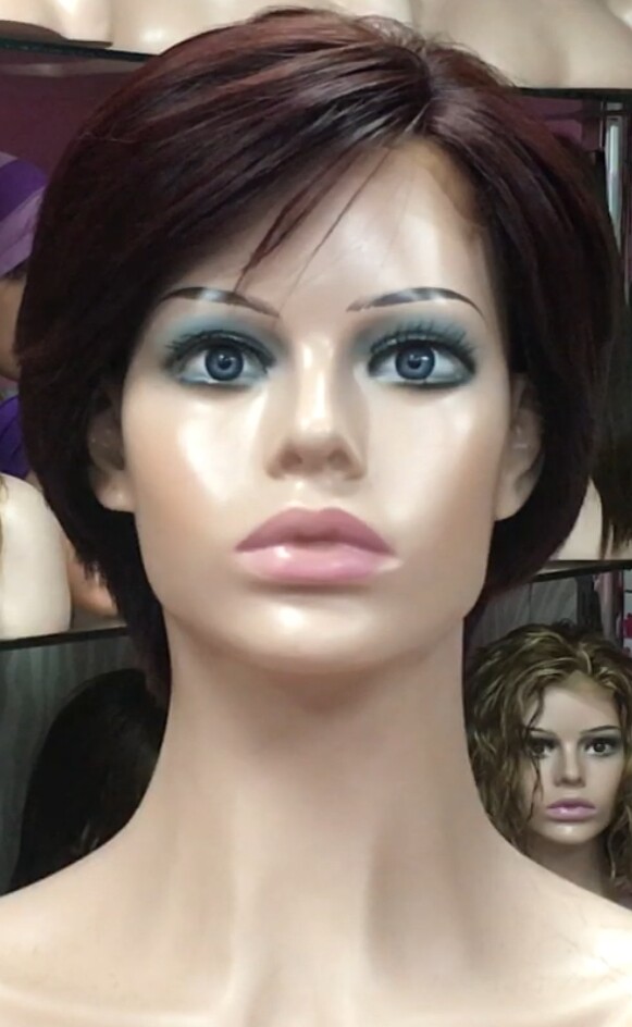 Peluca natural YANIS color caoba OSCURO tinte TOP TUL