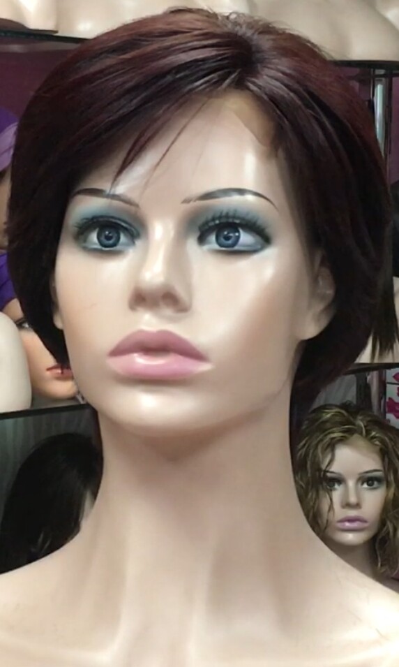 Peluca natural YANIS color caoba OSCURO tinte TOP TUL