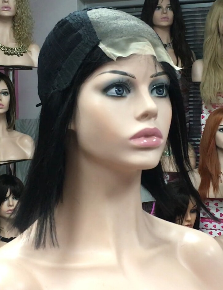 Peluca natural Cleo FLECO LARGO color 1 TOP TUL Transparente efecto piel