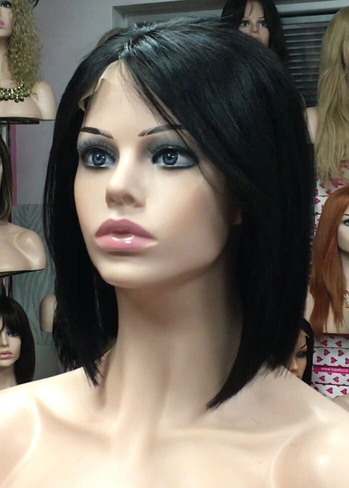 Peluca natural Cleo FLECO LARGO color 1 TOP TUL Transparente efecto piel