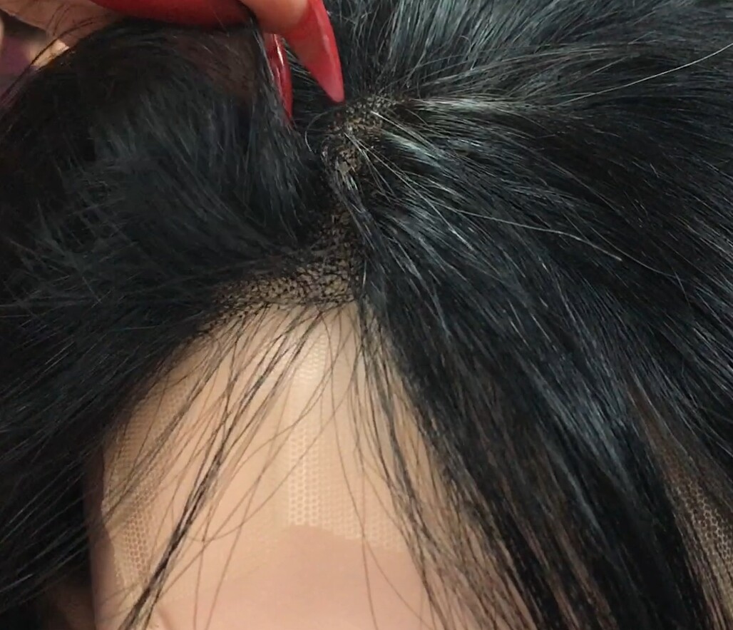Peluca natural Cleo FLECO LARGO color 1 TOP TUL Transparente efecto piel