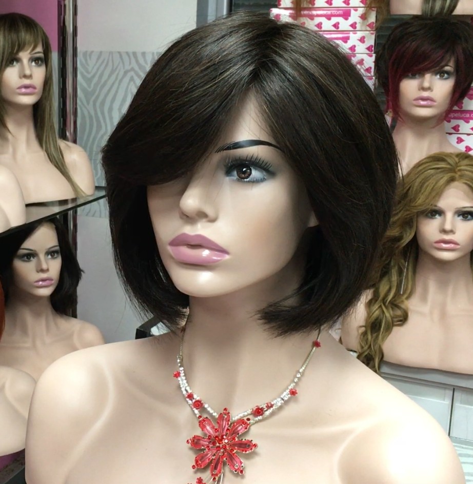 Peluca cabello natural Cleope (con fleco) color 2 MAQUINA