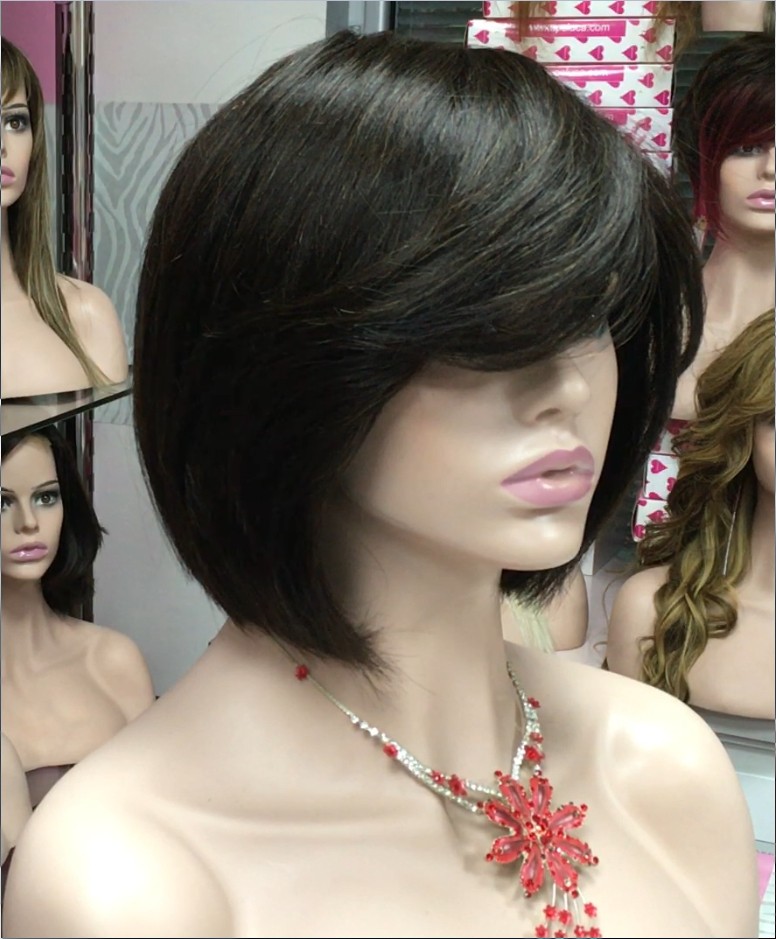 Peluca cabello natural Cleope (con fleco) color 2 MAQUINA
