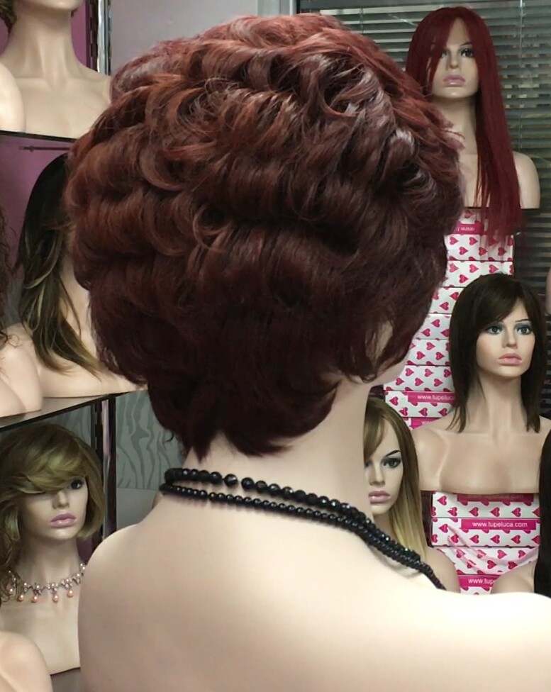Peluca natural DONA TOP DE TUL completo color caoba oscuro tinte