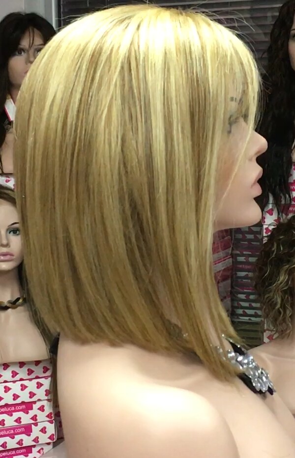 Peluca oncologica natural MELANIA color 613h8H613 RAYA de tul transparente efecto piel