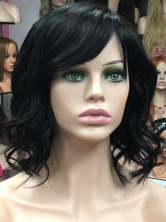 Peluca natural MELANIA ONDAS color 1 confeccionada a maquina