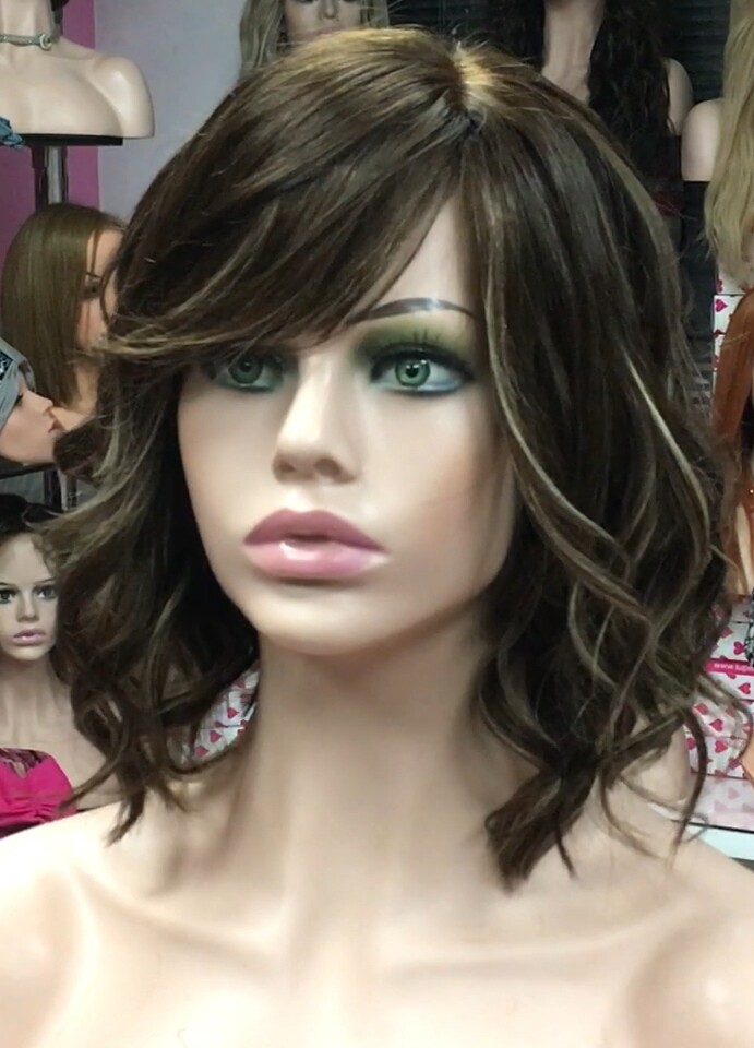 Peluca natural MELANIA ONDAS RAYA de TUL color 4h16
