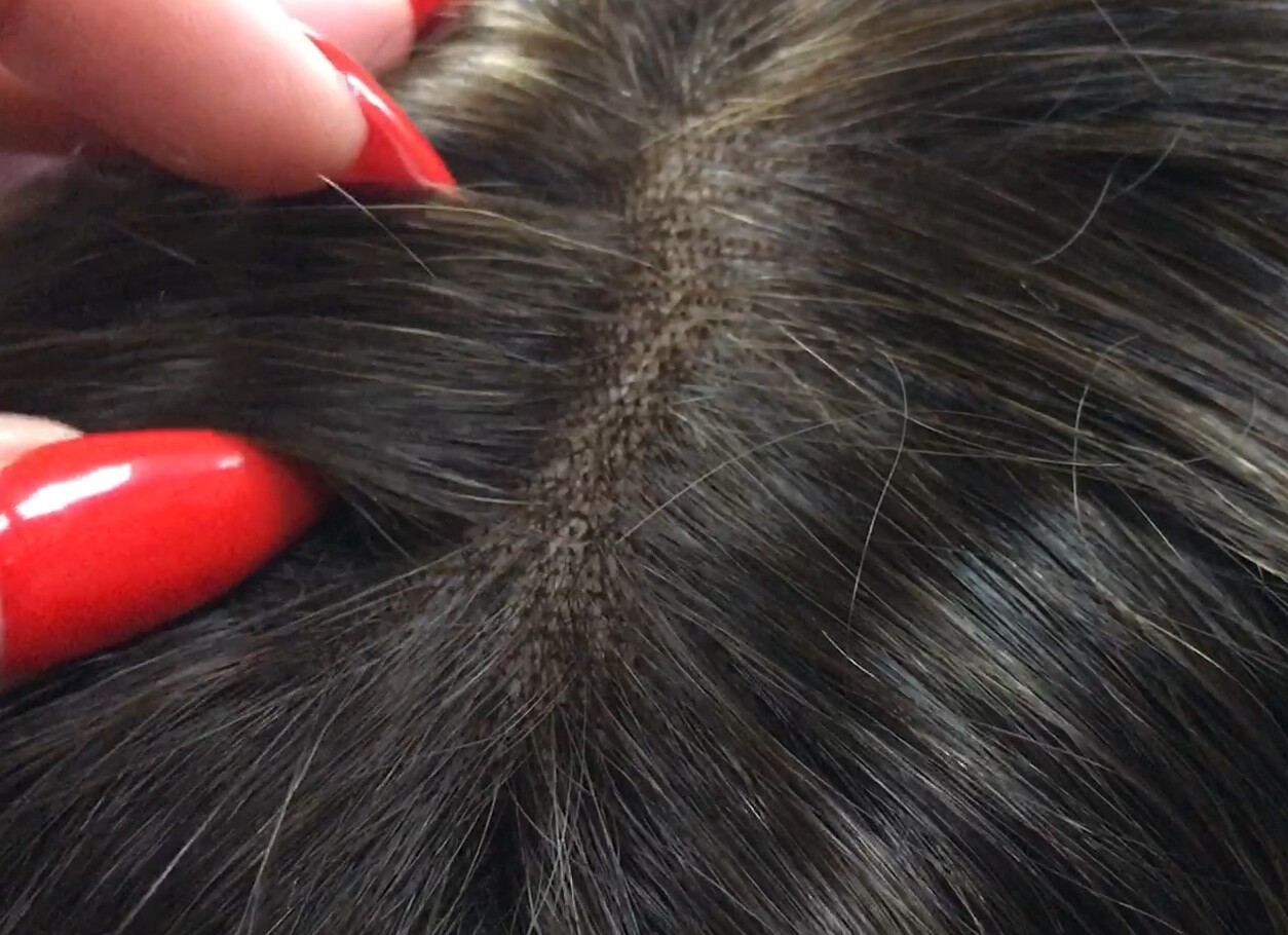 Peluca natural MELANIA ONDAS RAYA de TUL color 4h16