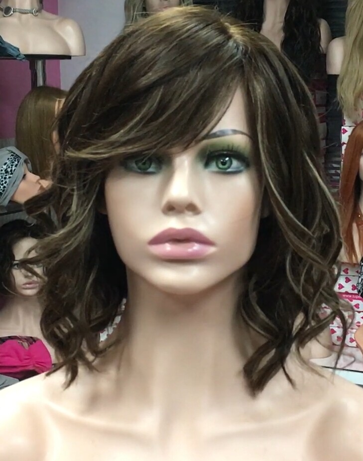 Peluca natural MELANIA ONDAS RAYA de TUL color 4h16