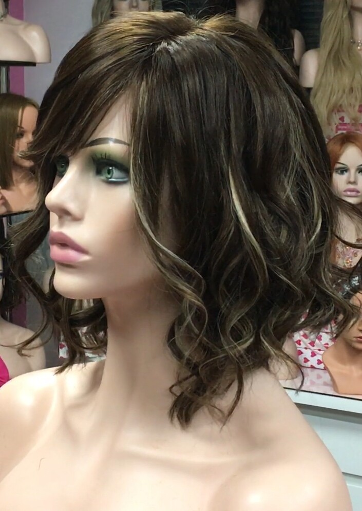 Peluca natural MELANIA ONDAS RAYA de TUL color 4h16