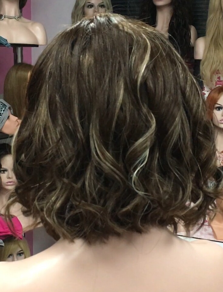 Peluca natural MELANIA ONDAS RAYA de TUL color 4h16