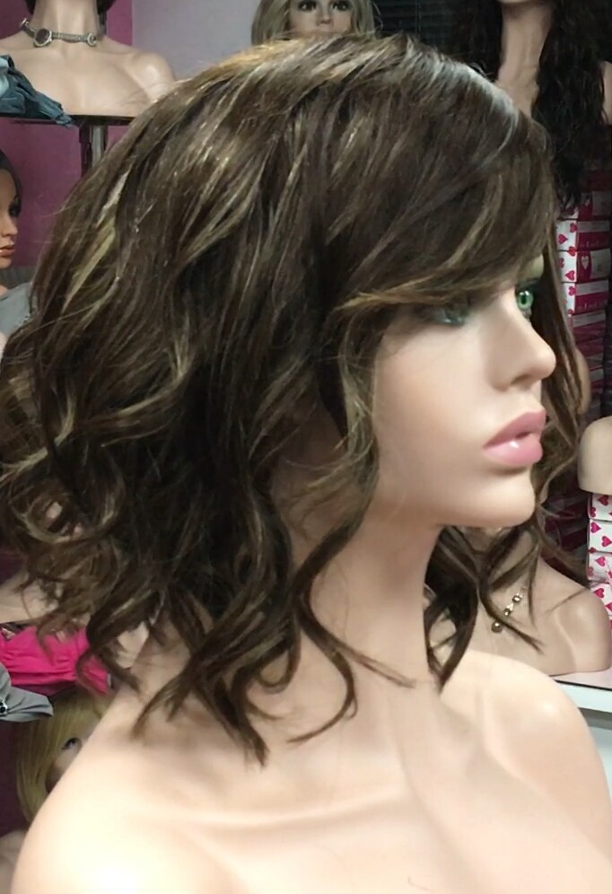 Peluca natural MELANIA ONDAS RAYA de TUL color 4h16