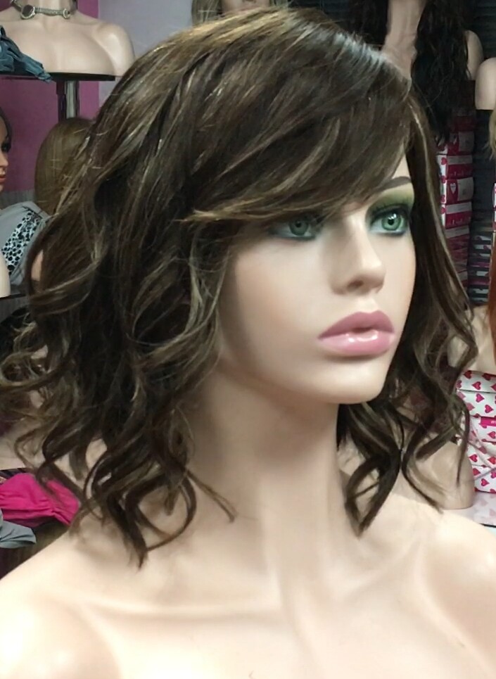 Peluca natural MELANIA ONDAS RAYA de TUL color 4h16