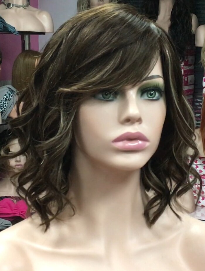 Peluca natural MELANIA ONDAS RAYA de TUL color 4h16
