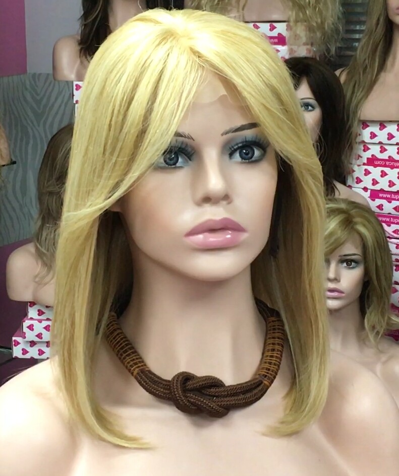 Peluca natural Melisa color 18h613 TOP de tul transparente efecto piel