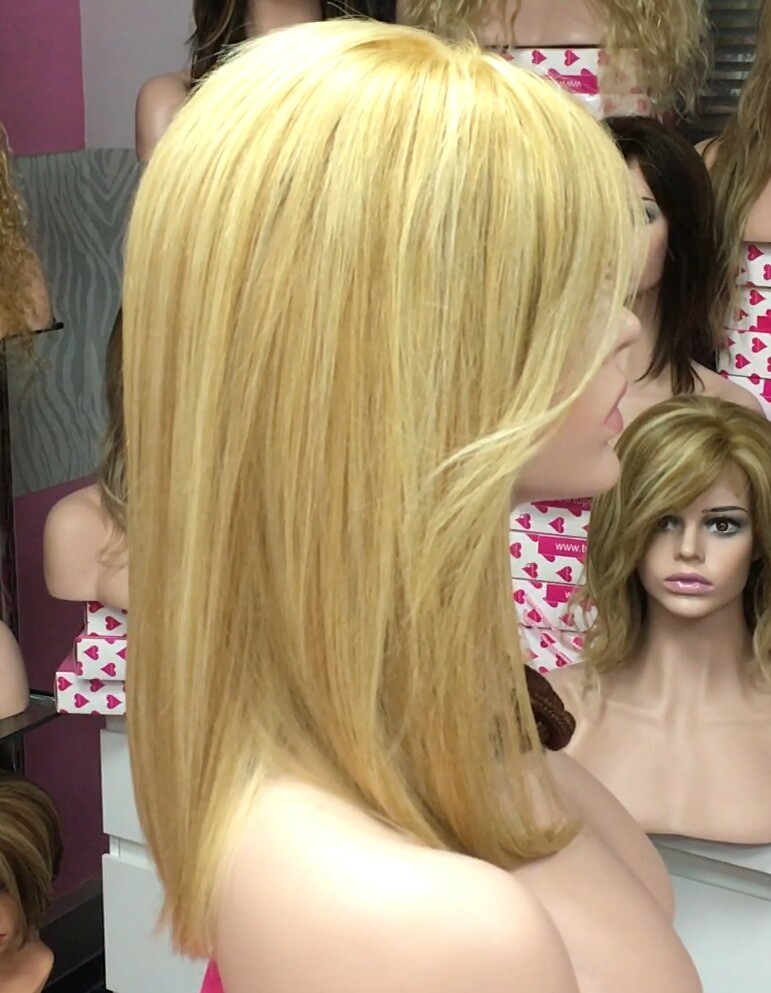 Peluca natural Melisa color 18h613 TOP de tul transparente efecto piel