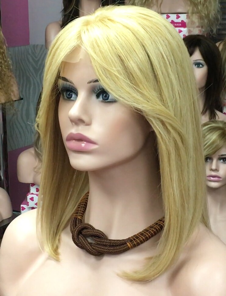 Peluca natural Melisa color 18h613 TOP de tul transparente efecto piel
