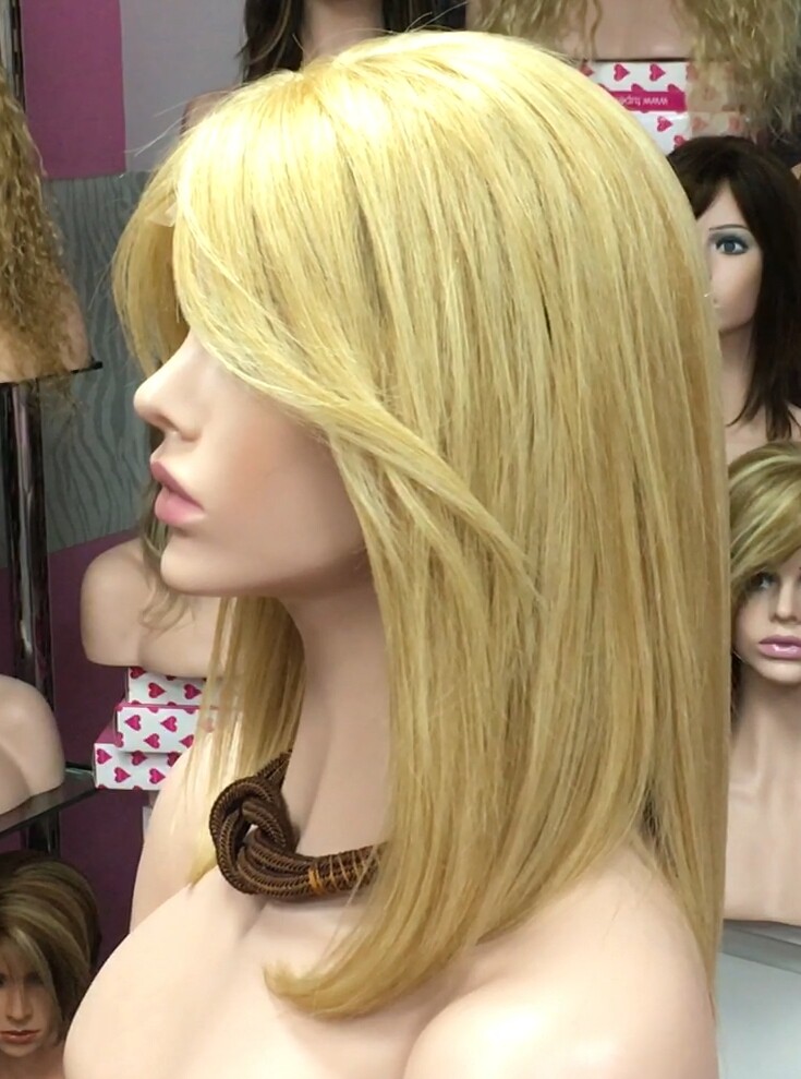 Peluca natural Melisa color 18h613 TOP de tul transparente efecto piel