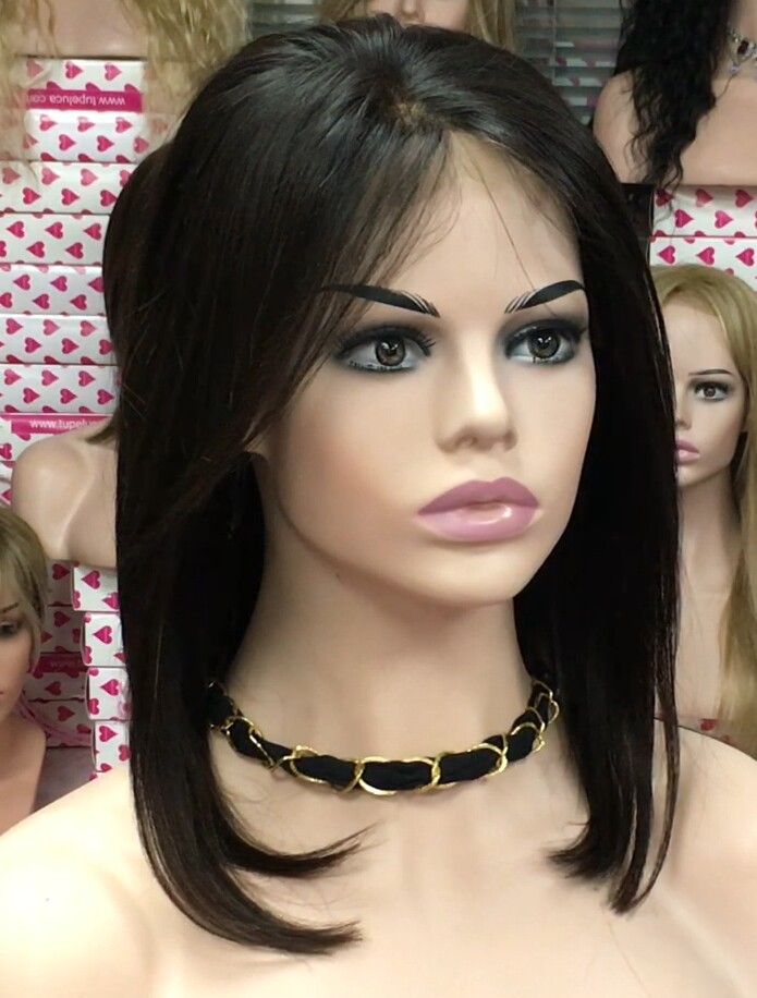 Peluca natural Melisa color 1B TOP de tul transparente efecto piel