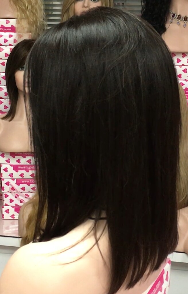 Peluca natural Melisa color 1B TOP de tul transparente efecto piel