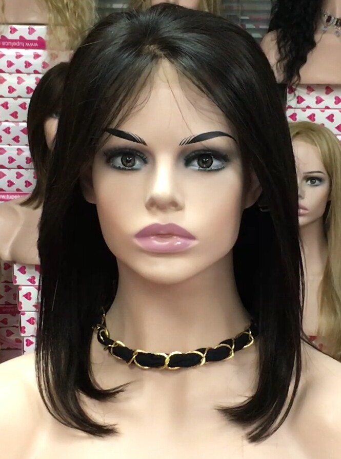Peluca natural Melisa color 1B TOP de tul transparente efecto piel