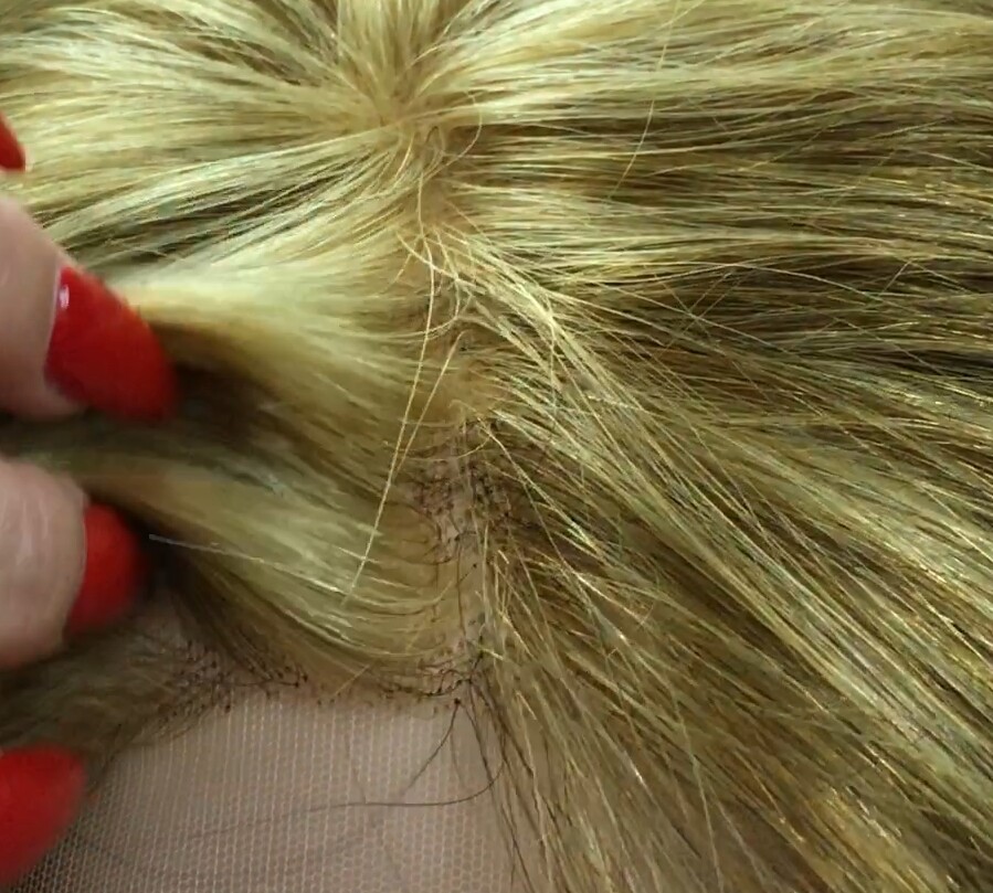 Peluca natural Melisa color 10H27-TOP de tul transparente efecto piel