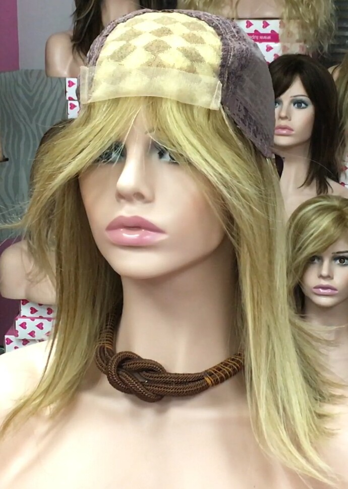 Peluca natural Melisa color 8h613-TOP de tul transparente efecto piel