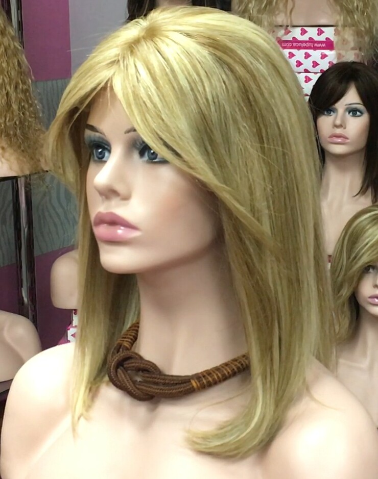 Peluca natural Melisa color 8h613-TOP de tul transparente efecto piel
