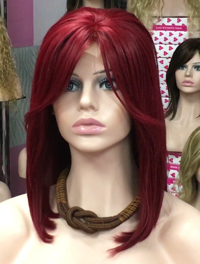 Peluca natural Melisa color Burg TOP de tul transparente efecto piel