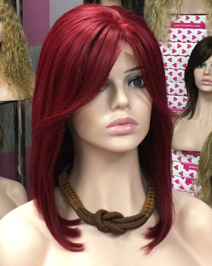 Peluca natural Melisa color Burg TOP de tul transparente efecto piel
