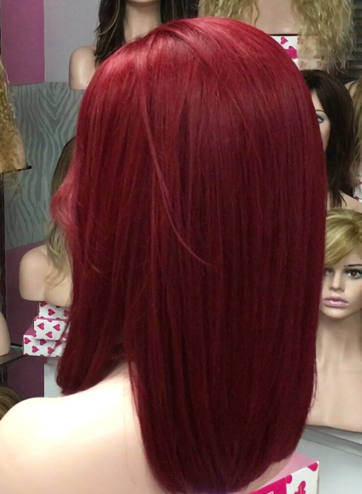 Peluca natural Melisa color Burg TOP de tul transparente efecto piel