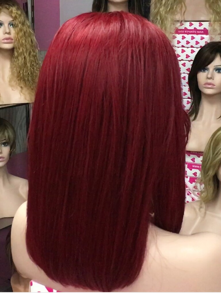 Peluca natural Melisa color Burg TOP de tul transparente efecto piel