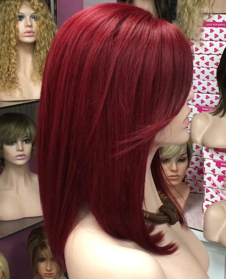 Peluca natural Melisa color Burg TOP de tul transparente efecto piel