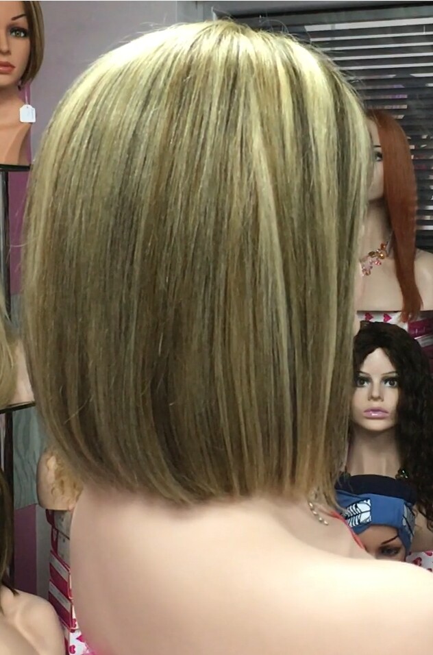 Peluca natural Minauti color 4h16h8h613 TOP de TUL transparente efecto piel