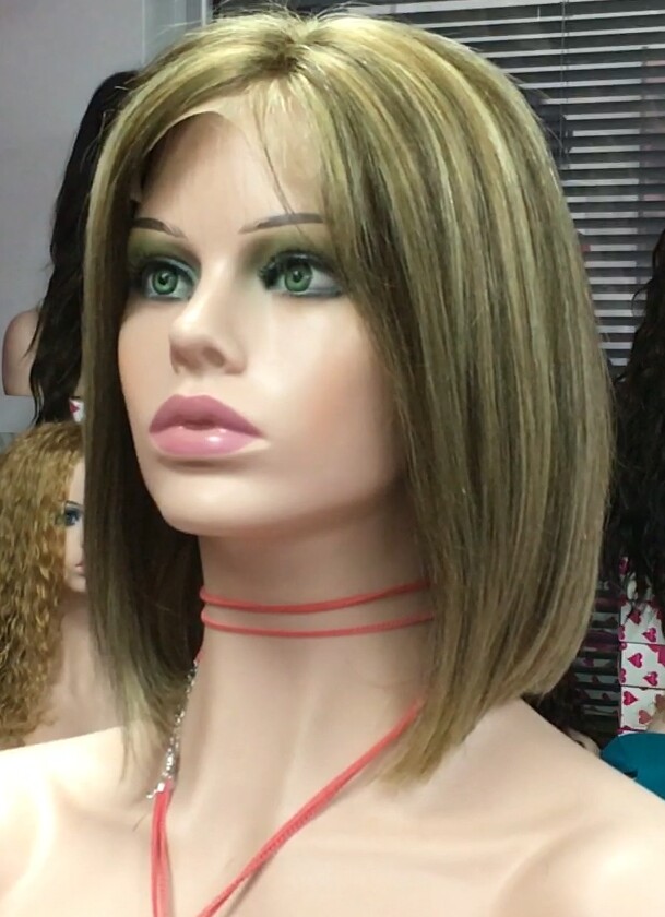 Peluca natural Minauti color 4h16h8h613 TOP de TUL transparente efecto piel