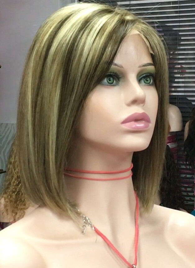Peluca natural Minauti color 4h16h8h613 TOP de TUL transparente efecto piel