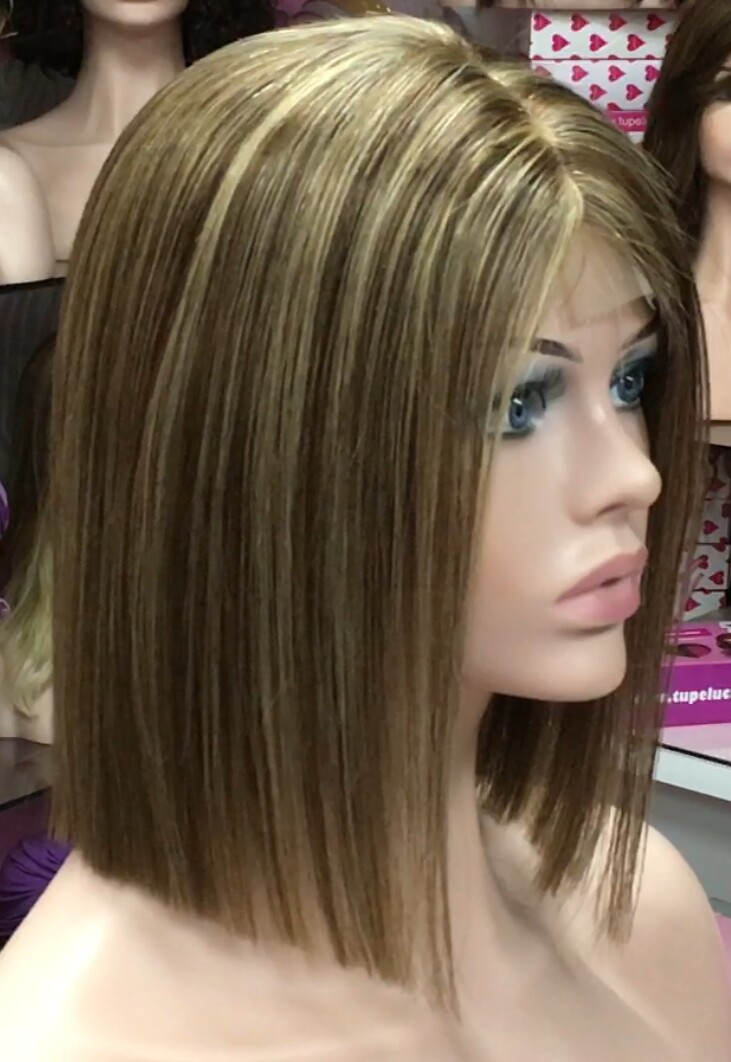 Peluca natural Minauti color 4h18 RAYA de TUL transperrente efecto piel