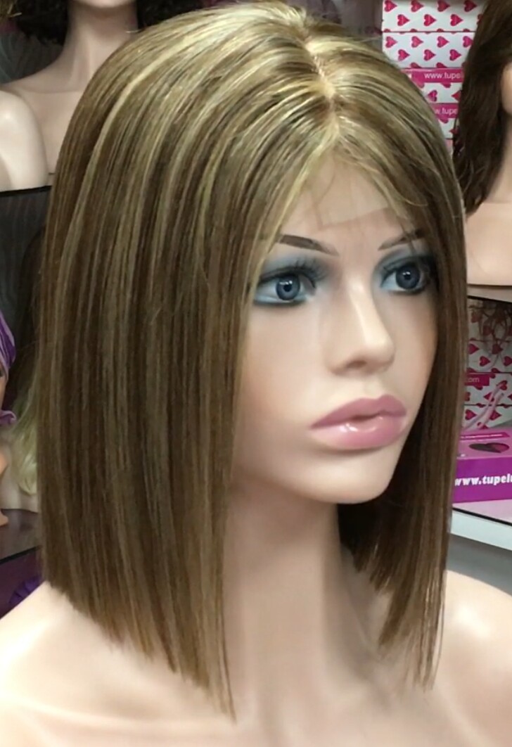 Peluca natural Minauti color 4h18 RAYA de TUL transperrente efecto piel